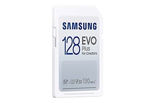Samsung EVO Plus Full Size 128 GB SDXC Card 130MB/s Full HD & 4K UHD, UHS-I, U3, V30 (MB-SC128K/AM)