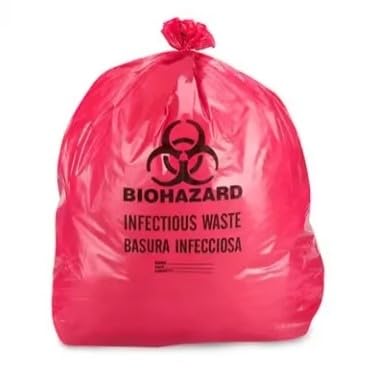 Pitt Plastics 12-16 Gallon Infectious Waste Trash Bag, Red, 24