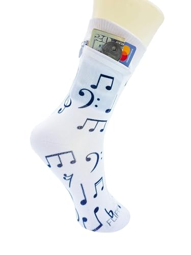 Image of Zipper Sock Wallet - Cotton & Polyester Zipper Socks with Pockets - Fits shoe size 6-13