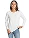 GYS Bamboo Viscose Pajama Tops for Women Long Sleeve Tees Crew Neck Sleep Shirt, White, Large