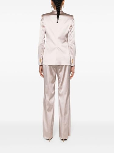 Women Satin Suits 2 Piece Double Breasted Peak Lapel Blazer Outfits Dinner Party Wedding Blazer Pantsuit Set2