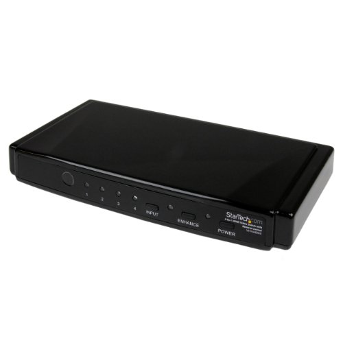 StarTech.com 4-to-1 HDMI Video Switch with Remote Control - Video/audio switch - 4 x HDMI - desktop - VS410HDMIE,Black