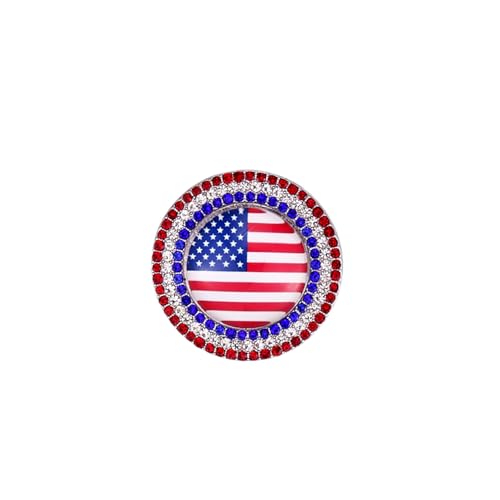 Image of American Flag Brooch Pin for Men Women Rhinestone Crystal Elephant Commemorates Brooch Pin American Independence Day Brooch for Men