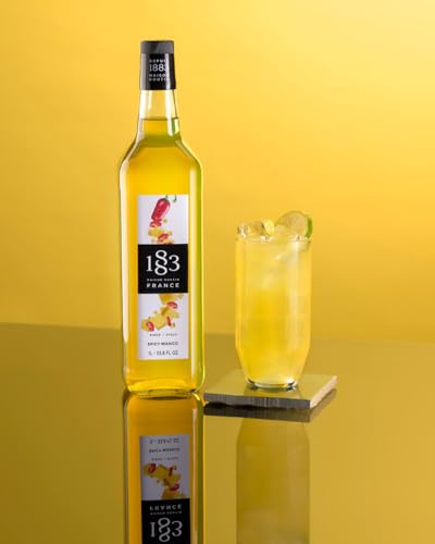 Image of 1883 Spicy Mango Syrup for Drinks, Made in France, 1 Liter Glass Bottle