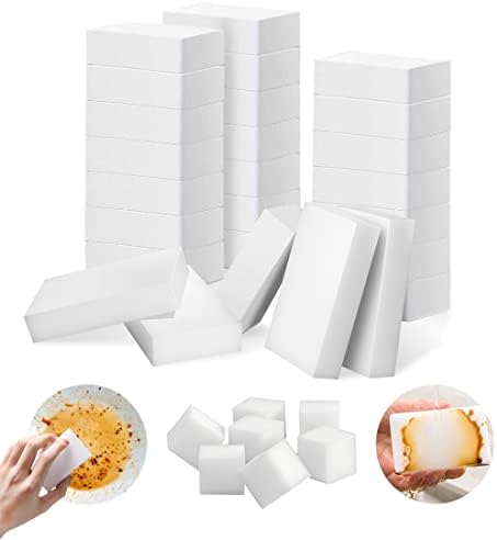 Melamine Sponge, 50 Pack Magic Sponge Erasers Sheets Foam in Bulk, Multi-Functional Large Kitchen Dish Cleaning Sponge Pads, White Nano Scrub Non-Scratch Sponge Cleaner for Household, Bathroom, Wall