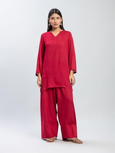 Image of Womens Rayon Solid Straight Kurta Farshi Salwar Set