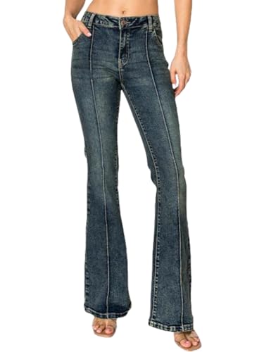 Flare Jeans for Women Low Waisted Wide Leg Bootcut Jeans Slim Fit Flared Wide Leg Denim Pants Y2K 90s Casual