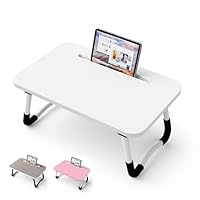 Small Laptop Bett Tisch - Laptoptisch 48 x 30 cm als Frühstückstablett, zum Essen, Lesen, Schreiben, Arbeiten, Laptop Ständer für Bett, Sofa, Büro und Zuhause (White)