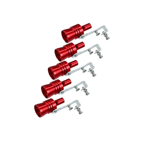 Motoforti 5pcs XL Size Aluminum Alloy Universal Turbo Sound Exhaust Muffler Pipe Whistle Car Roar Maker Red Long-lasting