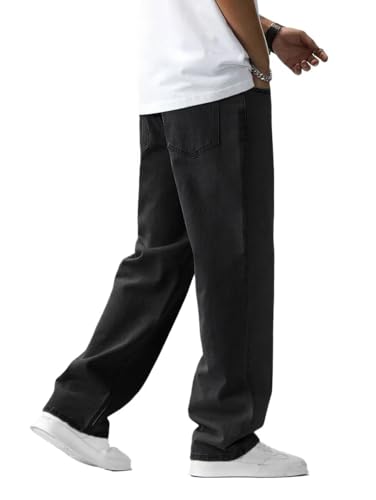 Image of ALLABREVE Men's Baggy Hip Hop Jeans Y2k Wide Leg Denim Pants Relaxed Fit Skater Trousers Streetwear
