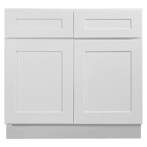 Image of Design House Brookings Kitchen Base Cabinet, Shaker Style, Solid Wood Face & Door Frame, Soft-Close Doors, Finished Interior, Easy-To-Assemble, White, 36.0 in. W x 34.5 in. H x 24.0 in. D, 561407
