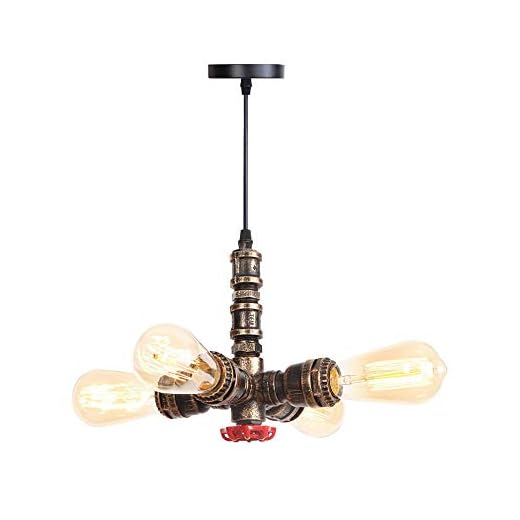 Ljuskronor - 1-Light Retro Industry Pendelljus Individualitet Vattenrör hängande lampor E27 Iron Art Taklampa för restaurang Bar Köksö över diskbänk