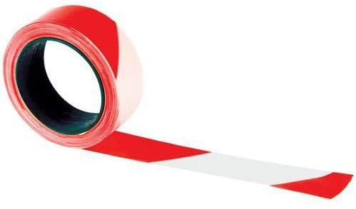 12 Rubalises de marquage Rouge et Blanc 50 mm x 100 m Ruban de signalisation Rouleau de marquage pour Respect Distance de sécurité, distanciation Sociale, balisage périmètre sécurité, Zone de Danger
