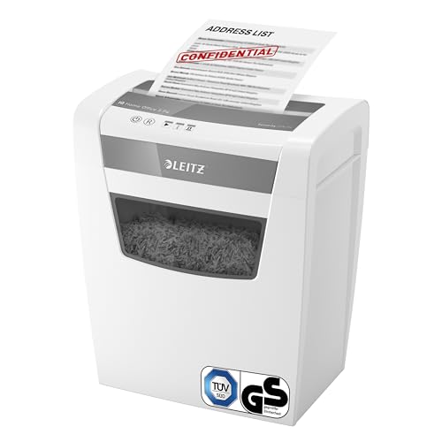 Leitz IQ Aktenvernichter Home Office S, 9-8 Blatt (70-80 g/m²), TÜV+GS zertifiziert, Partikelschnitt, Sicherheitsstufe P4, 15L Behälter, Sehr leise, & kompakt, Schredder für Büro, Weiß, 80360000 Leitz IQ Aktenvernichter Home Office S, 9-8 Blatt (70-80 g/m²), TÜV+GS zertifiziert, Partikelschnitt, Sicherheitsstufe P4, 15L Behälter, Sehr leise, & kompakt, Schredder für Büro, Weiß, 80360000