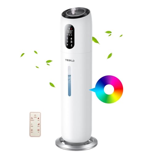 Image of TEBILD Humidifiers for Bedroom Large Room 9L Ultrasonic Cool Mist Humidifier Top Fill Last Up to 52H with 3 Mist Speed,360°Nozzle,Timer, Night Light,Quiet Large Humidifier for Baby Adults Home Office