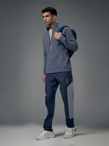 Image of TECHNOSPORT Men's Regular Fit Solid Mock Collar Jacket With Elasto Plus for Sports, Gym & Regular Use