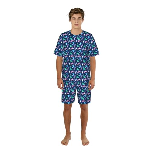 Pyjama léger homme imprimé dauphin manches courtes