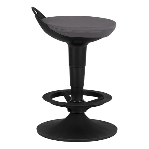 Image of Adjustable-Height Padded Lab Stool - Dark Grey