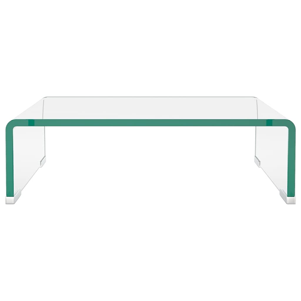 stolik pod telewizor z hartowanego szkła, 40 x 25 x 11 cm, przezroczysta nakładka na telewizor i monitor, ergonomiczna półka na biurko dla lepszej widoczności