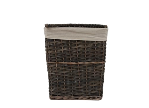 simpa Rectangular Willow Wicker Linen Laundry Storage Basket Hamper Set with Lid - 3PC Small, Medium & Large Basket Set - Image 2