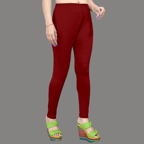 Image of Women's Solid Mid Rise Slim Fit Ankle Length Leggings - Comfortable and Stylish Yoga Pants for Workout, Running and Everyday Wear