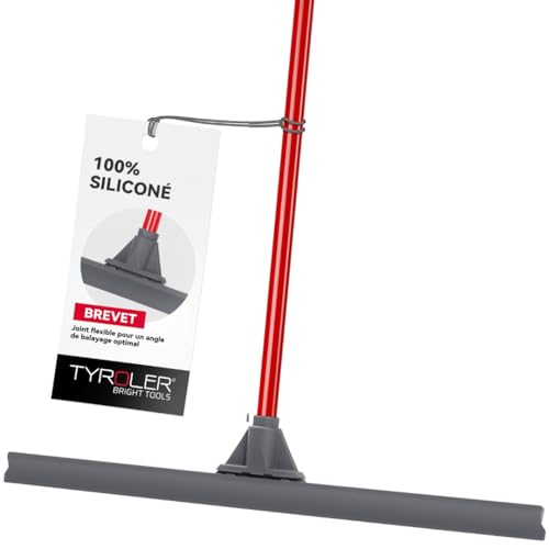 Tyroler Balai Raclette Sol Extérieur Terrasse | Tête de 60 cm 100% Silicone | 4 Parties de 140 cm de Long | Idéal pour Toutes Les Surfaces | Raclette Douche...