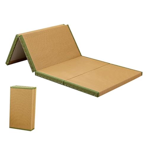 Cama japonesa plegable de palma de coco con cojín, ideal para meditación, camping, uso en verano (90 x 200 cm)