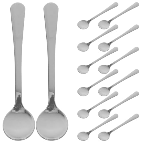 Garneck 20Pcs Mini Spoons Stainless Steel Coffee Scoop Spoon 2.95 Inch Tiny Salt Spoon for Spice Jars Sugar Pepper Espresso Measuring for Home Office Travel