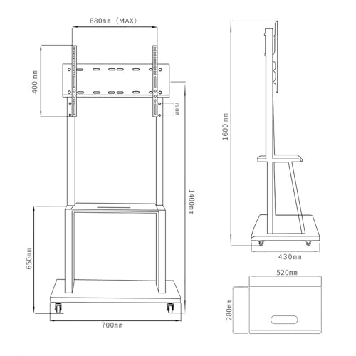 Soporte móvil para TV 32-65 pulg con ruedas y bloqueo miniatura 2