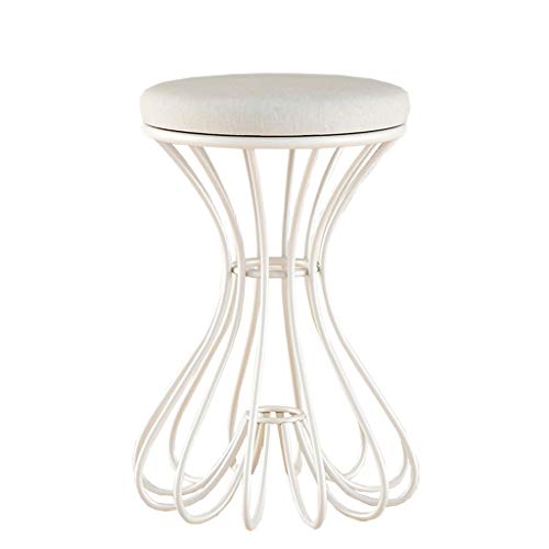 Tabouret rond en lin et métal pour canapé ou entrée - 2