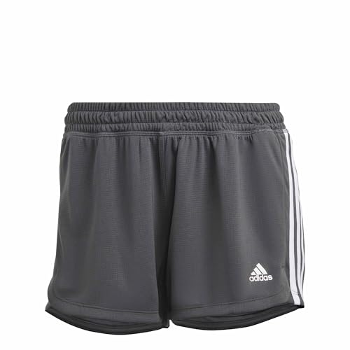 adidas Women's Pacer 3-Stripes Knit Shorts, Grey/White, Large