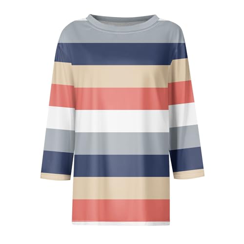 3/4 Length Sleeve Womens Tops 2025 Fall Crew Neck Shirts Three Quarter Sleeve Petite Tshirts3