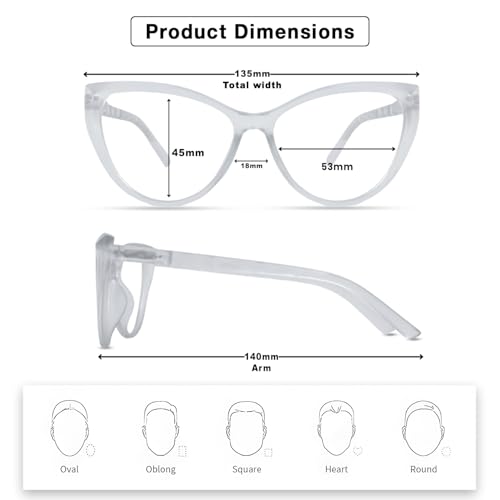 Image of Blue Light Blocking Cat Eye Glasses for Women Transparent Frame Anti UV Protection Zero Power Computer Glasses Lightweight Optical Frame