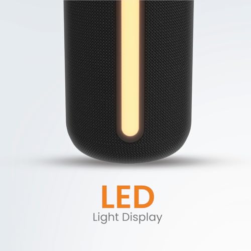 Image of JUST CORSECA Sushi Shine 10W Bluetooth Speaker | V5.3 | FM, LED Light, USB, TF, TWS | 800mAh Battery | 6-Hour Playtime | 10m Range (Black)