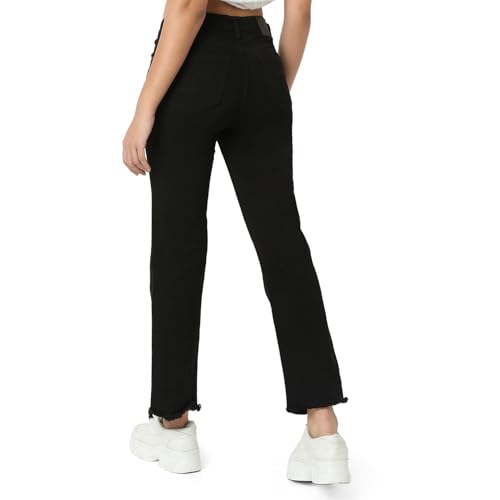 Image of Spykar Women Black Slim Straight Fit Mid Rise Casual Jeans