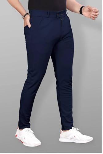 Image of NoseQueen Men's Slim Fit Cargo Trousers | Stretchable Formal Men Trousers | Stylish Slim Fit Trouser for Men | Polycotton Knitted Fabric Pant for Men's