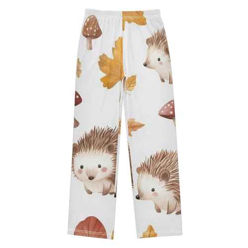 Hedgehog with Leaf Boys Long Pants Soft Trousers Elastic Waist Kids Lounge Bottoms with Pockets S-XL
