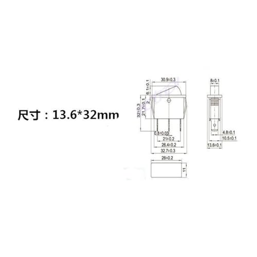 Interruptor KCD3 de 3 pines y 2 posiciones para control de corriente de 16A y 250V color negro 3