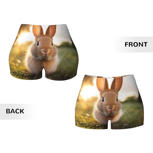 White-Eared Rabbit Pattern Sports Shorts, high Elastic Slim Fitness Pants, Suitable for Yoga/Leisure/Daily wear3
