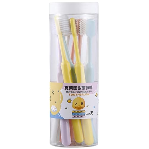 Juego de cepillos de dientes familiares, 10 cepillos de dientes de cerdas suaves de viaje para el hogar, cuidado de dientes sensibles con mango , cepillo de dientes compacto multicolor para el