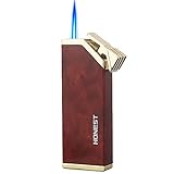 PROMISE Jet Torch Cigar Lighter, Single Flame Windproof Butane Fuel Cigarette Lighter (Brown Grain)