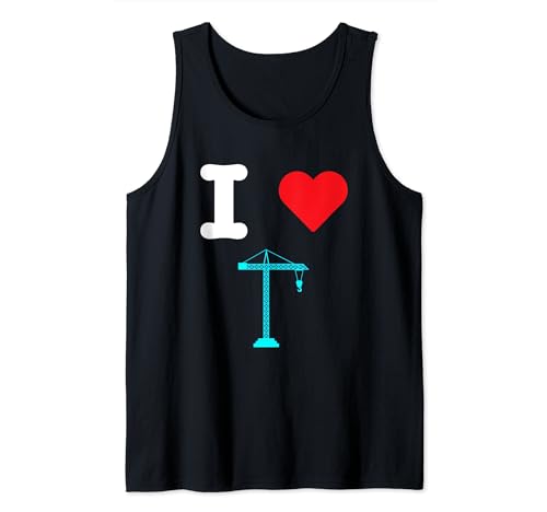 I Love Grúas Maquinaria de obra Ascensor Movimiento Material Camiseta sin Mangas
