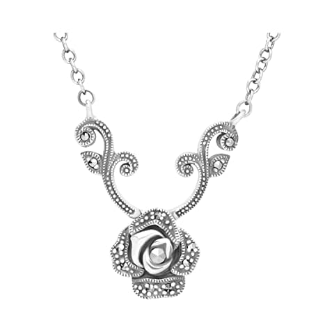 Esse Marcasite 925 Silver Victorian Rose Necklace Cover