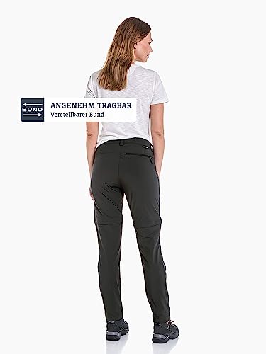Schöffel Damen Pants Ascona Zip Off, leichte und komfortable Damen Hose mit optimaler Passform, flexible Outdoor Hose für Frauen, asphalt, 38