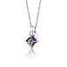 Peora Amethyst Classic Solitaire Pendant Necklace for Women 925 Sterling Silver, Natural Gemstone, 2 Carats Princess Cut 8mm, with 18 inch Chain