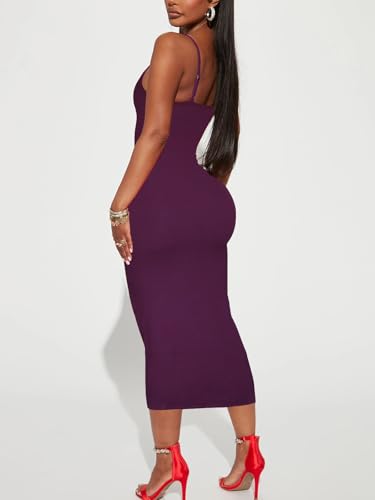 Image of Women's Midi Bodycon Tight Dress - Spaghetti Strap Summer Casual Leopard Cheeath Print Club Party Long Fitted Slip Dresses