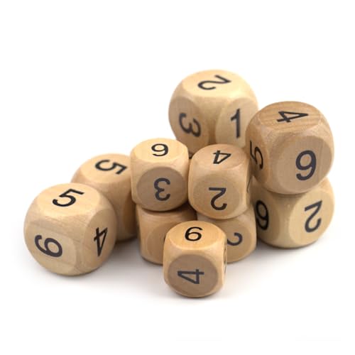 Xinsheinelry 10 pièces dés à Six Faces 1-6 dés numérotés Accessoires de Jeu de société Jeu de Table en Bois pour Jeux – vue 6