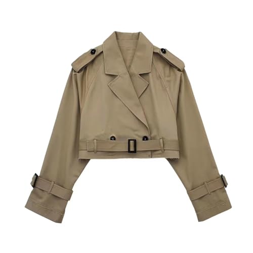 Amazon.com: Women Crop Double Breasted Trench Coat Women