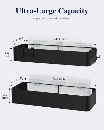 image for Kitsure Large Shower Caddy - 2 Pack Adhesive Shower Organizer, Rustpro