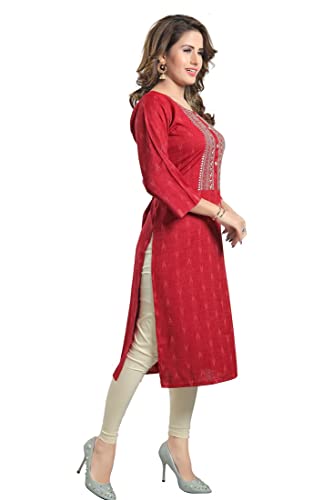 Image of DREAM & DZIRE Marron Office wear Kurti for Women of Cotton in Plus Size & Small Size.